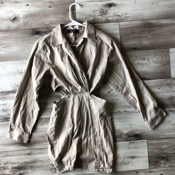 Cut Out Blazer Dress with Tailored Twist by AKIRA in color Sand, in US Size M - Picture 1 of 9